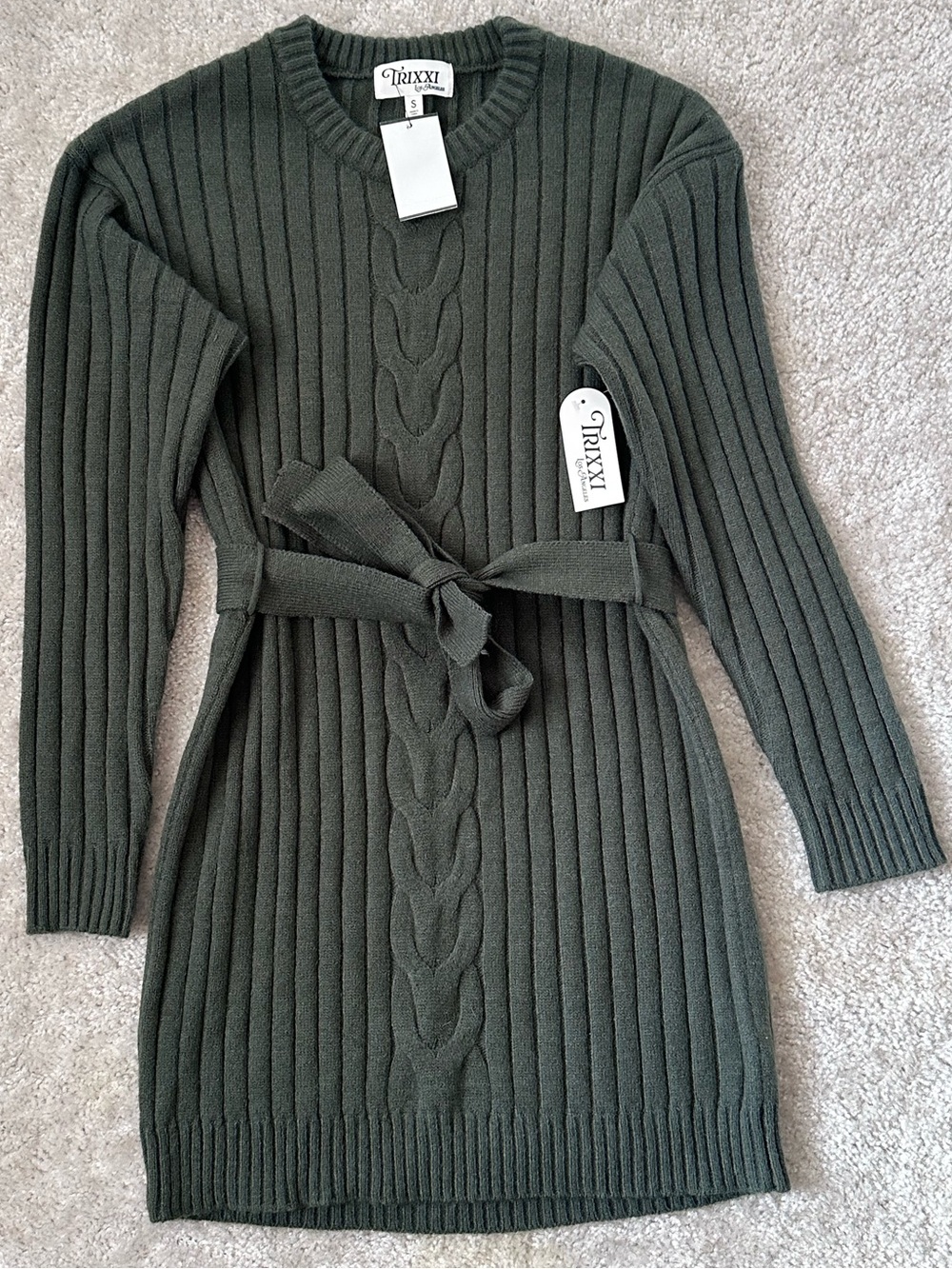 Francesca’s - Trixxi Knit Sweater Dress with Tie Waist